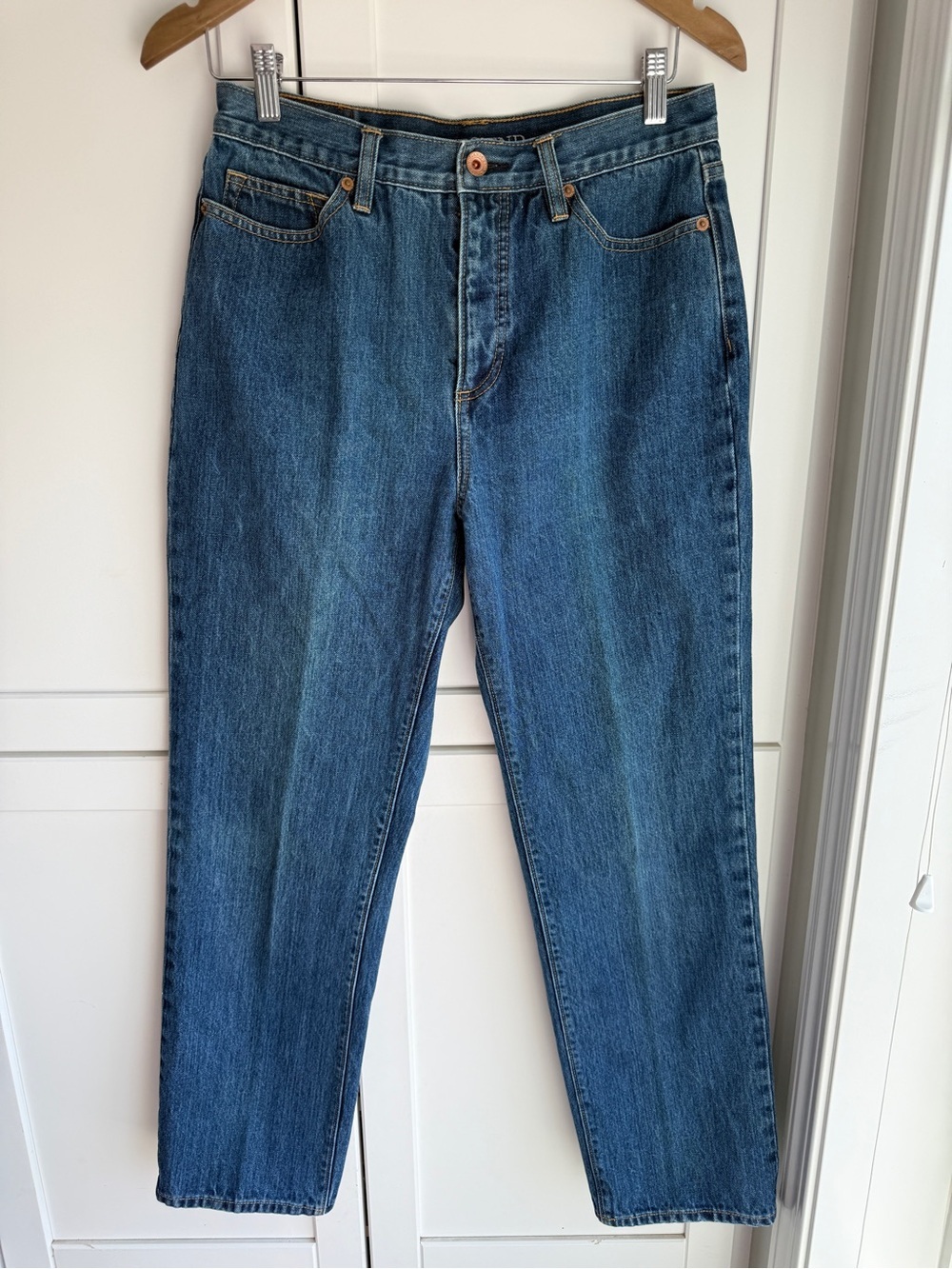 Classic Lands’ End High Rise Straight Leg Jeans Size 10 Medium Wash
